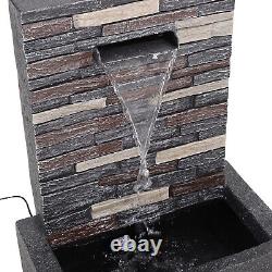 Natural Slate Garden Water Feature Outdoor LED Fountain Waterfall Electric Pump