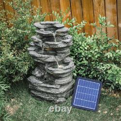 Natural Slate Garden Water Feature Rock Cascading Fountain Statue withLED