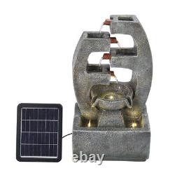 Natural Slate Polyresin Statue Garden Water Feature LED Solar Outdoor Fountain