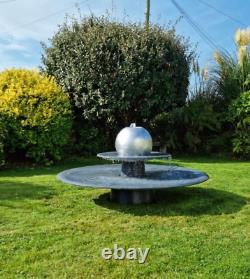 New Item Large Saturn Ball Fountain Double Tiered Garden Water Feature