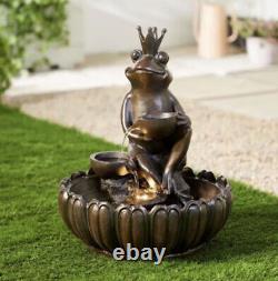 New Prince Frog Solar Water Fountain Garden Feature