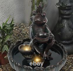 New Prince Frog Solar Water Fountain Garden Feature