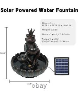 New Prince Frog Solar Water Fountain Garden Feature