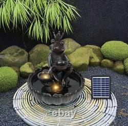 New Prince Frog Solar Water Fountain Garden Feature