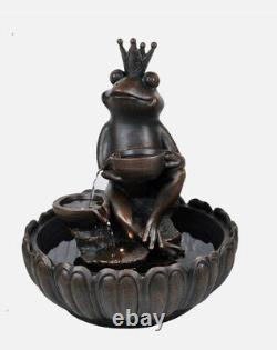 New Prince Frog Solar Water Fountain Garden Feature