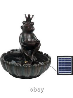 New Prince Frog Solar Water Fountain Garden Feature