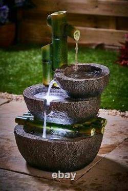 New Solar Bamboo Water Feature 47cm Garden Outdoor Decor OUTDOOR GARDEN FOUNTAIN