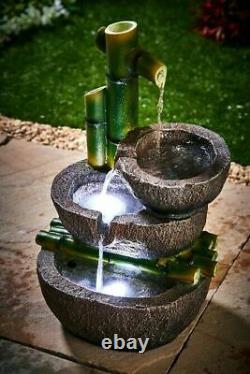 New Solar Bamboo Water Feature 47cm Garden Outdoor Decor OUTDOOR GARDEN FOUNTAIN