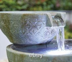 Oasis Stone-Effect LED Water Feature Tiered Garden Fountain