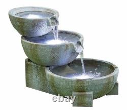 Oasis Stone-Effect LED Water Feature Tiered Garden Fountain
