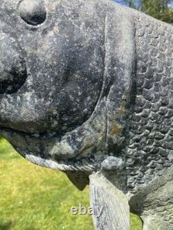Old Cast Alloy Garden Water Fountain Leaping Fish Trout Salmon Large 90cm