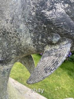 Old Cast Alloy Garden Water Fountain Leaping Fish Trout Salmon Large 90cm