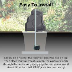 Old Millstone Rustic Granite Garden Fountain Water Feature With Reservoir & LED