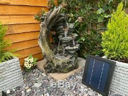 Open Crystal Falls Woodland Garden Water Feature, Solar Fountain Great Value