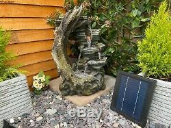Open Crystal Falls Woodland Garden Water Feature, Solar Fountain Great Value