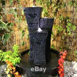 Oriental Towers Contemporary Garden Water Feature, Outdoor Fountain Great Value