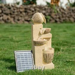 Outdoor 4 Tier Water Fountain Feature LED Lights Garden Statue Decor Solar Power