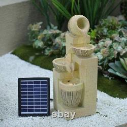 Outdoor 4 Tier Water Fountain Feature LED Lights Garden Statue Decor Solar Power