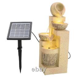 Outdoor 4 Tier Water Fountain Feature LED Lights Garden Statue Decor Solar Power