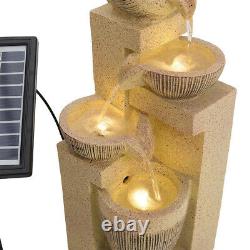 Outdoor 4 Tier Water Fountain Feature LED Lights Garden Statue Decor Solar Power