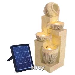 Outdoor 4 Tier Water Fountain Feature LED Lights Garden Statue Decor Solar Power