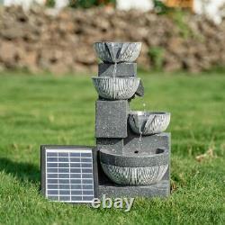 Outdoor Cascading LED Tiered Water Feature Fountain Garden Statue Solar Powered
