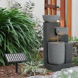 Outdoor Cascading LEDs Water Fountain Garden Solar Resin Feature Marble Statues