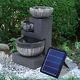Outdoor Cascading Solar Powered Water Fountain Garden Feature Statue With Lights