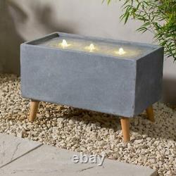 Outdoor Contemporary Rectangular Plug In LED Water Fountain Feature with Lights