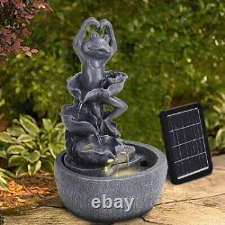 Outdoor Dancing Frog Garden Solar Powered LED Water Feature Cascade Fountain