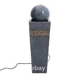 Outdoor Electric Round Standing Ball Water Fountain Feature Garden Statue Lights