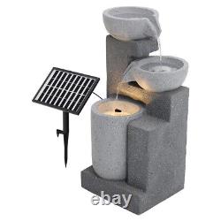 Outdoor Fountain Cascade Statue Water Feature Garden Solar Electric Light & Pump