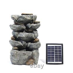 Outdoor Fountain Cascading Water Feature Garden Solar Electric LED Lights & Pump