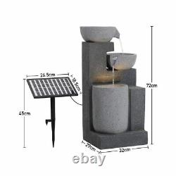 Outdoor Fountain Cascading Water Feature LED Statue Solar Electric Lights & Pump