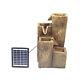 Outdoor Fountain Cascading Water Feature Solar Electric Power Led Lights & Pump