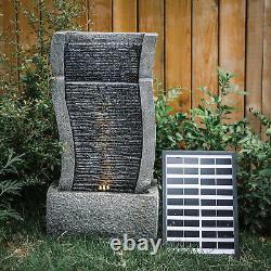 Outdoor Garden Fountain Solar Power Water Feature LED Lighting Cascade Waterfall