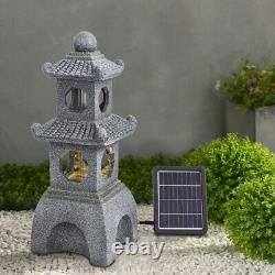 Outdoor Garden Fountain with LED Light Solar Powered Water Feature Cascading