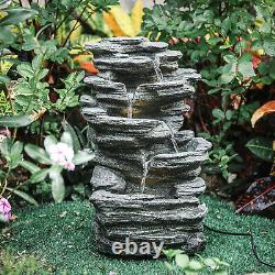 Outdoor Garden Patio Curved/Rock Water Fountain Feature Solar /Electric Powered