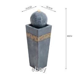 Outdoor Garden Patio LED Water Fountain Feature Sphere Ball Waterfall with Pump