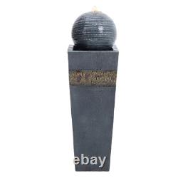 Outdoor Garden Patio LED Water Fountain Feature Sphere Ball Waterfall with Pump