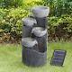 Outdoor Garden Patio Solar Powered 4 Tier Bowls Water Feature Fountain Withlights