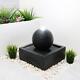 Outdoor Garden Patio Solar Powered Black Ball Water Feature Fountain With Lights