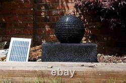 Outdoor Garden Patio Solar Powered Black Ball Water Feature Fountain with Lights