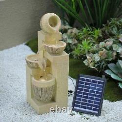 Outdoor Garden Solar Fountain Cascading Water Feature Fairy LED Lighting & Pump