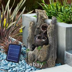 Outdoor Garden Solar Water Feature LED Light Fountain Cascading Waterfall Statue