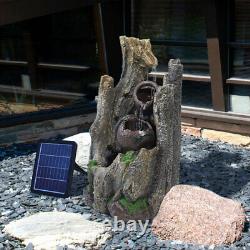 Outdoor Garden Solar Water Feature LED Light Fountain Cascading Waterfall Statue