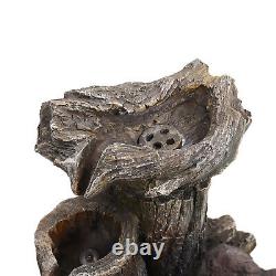 Outdoor Garden Water Feature Fountain LED Light Cascading Wooden Effect Statue