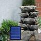 Outdoor Garden Water Feature Led Fountain Rock Cascade Landscape Solar Power