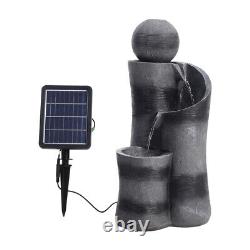 Outdoor Garden Water Fountain Solar Water Feature Statues Decor With LED Light