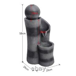 Outdoor Garden Water Fountain Solar Water Feature Statues Decor With LED Light UK